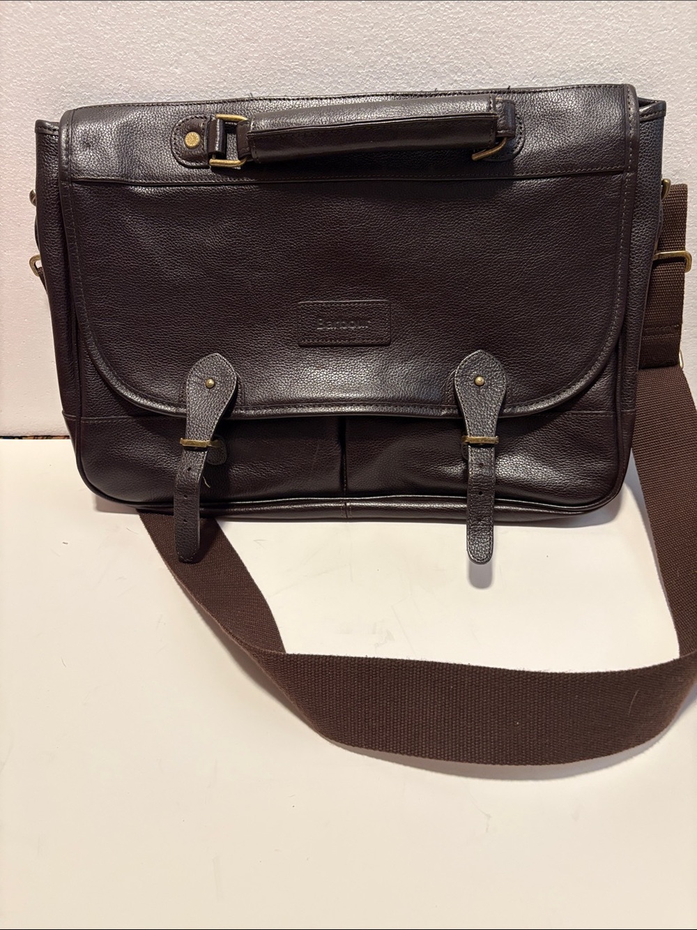 Barbour leather Briefcase/Messenger bag with shoulder strap